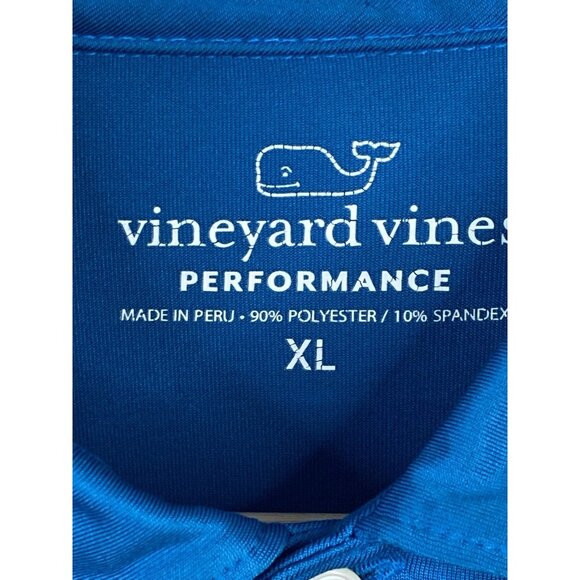 Vineyard Vines Golf Polo Blue Green Stripes Men’s XL Performance Stretch Whale - Picture 7 of 15